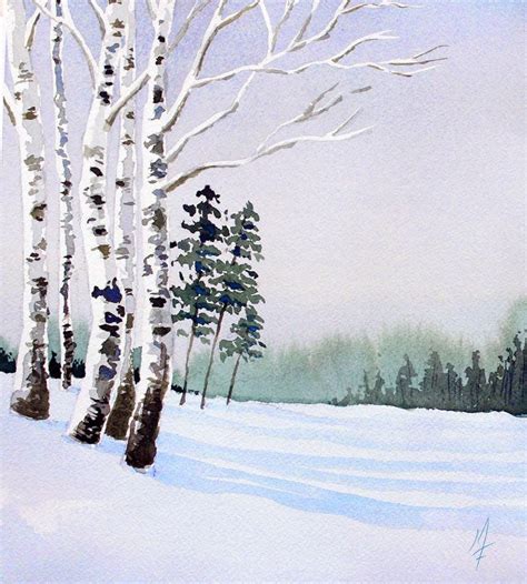 Easy Watercolor Landscape Arte De Acuarela Paisaje Nieve Arboles