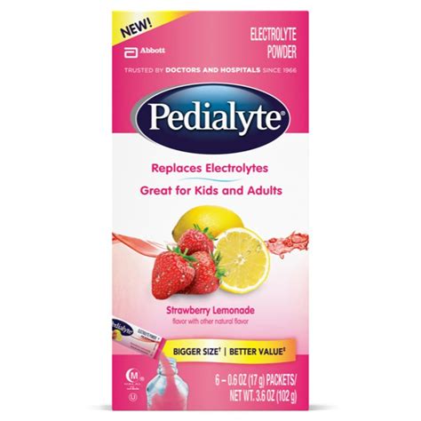 Pedialyte Electrolyte Powder Drink Strawberry Lemonade Powder Sticks