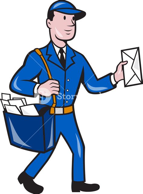 Mailman Postman Delivery Worker Isolated Cartoon Royalty Free Stock