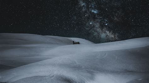 Download Wallpaper 1920x1080 Snow Drifts Stars Sky Night Winter