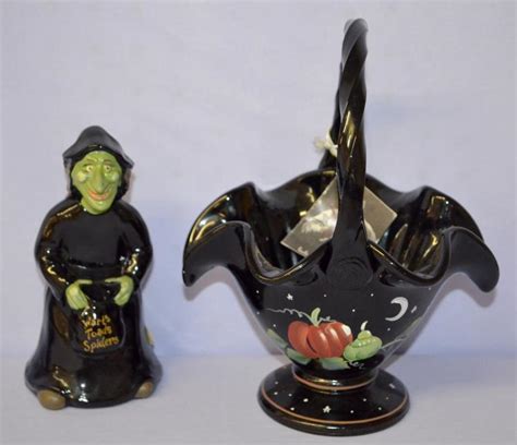 6 Fenton Glass Halloween Collectibles Basket Witch Owl G
