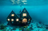 Casa bajo el agua edificio residencial en el fondo del océano ia ...