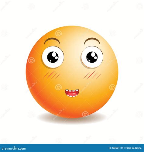 Emoji Emoticon Cute Embarrassed And Joyful With A Small Mouth Stock Vector Illustration Of