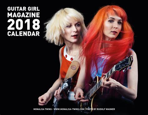 Guitar Girl Magazine 2018 Calendar Cover Page Monalisa Twins Photo