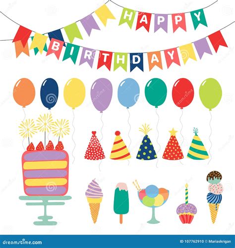 Birthday Design Elements Collection Stock Vector Illustration Of