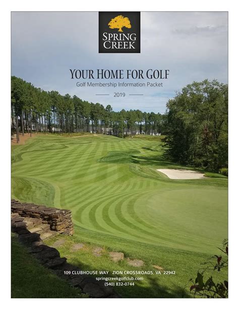 Spring Creek Golf Club 2019 Golf Membership Information Packet By