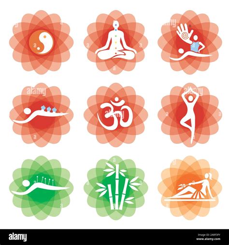 Yoga Massage Alternative Medicine Icons Set Of Massage Yoga Spa Icons On The Decorative