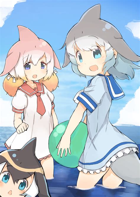 safebooru 3girls d o ball black hair blue eyes blue hair blue sailor collar blue sky chinese