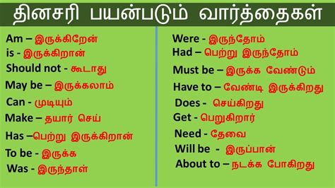 தினசரி பயன்படும் வார்த்தைகள்daily Using English Words தமிழ் Tamil
