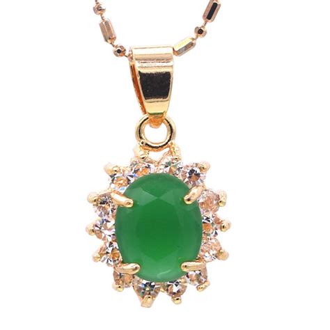 Jinyao Fashion Champagne Gold Color Green Stone Aaa Zircon Pendant For Women Wedding Party