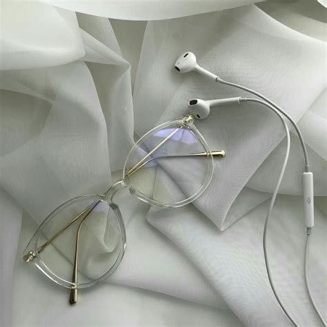 Milk Coffee White Aesthetic Glasses Earphones Soft Minimalistic