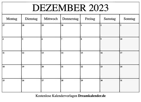 Kalender Dezember 2023