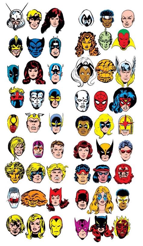 1970s Marvel Headshots Marvel Comics Vintage Marvel Comics Art