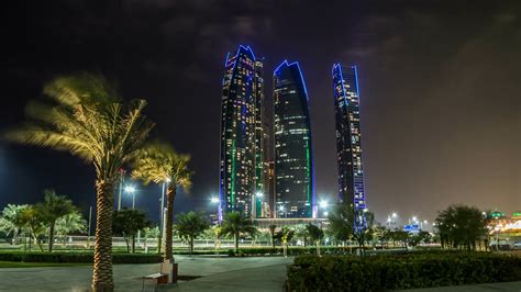 Download Wallpaper 3840x2400 Night Of City Etihad Towers Abu Dhabi