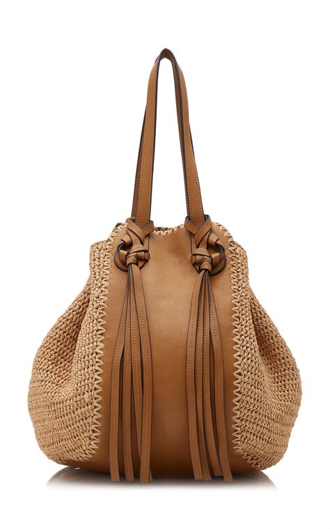 Ulla Johnson Daphne Leather And Raffia Tote In Brown Lyst