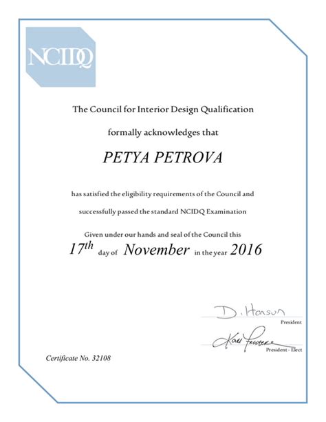 Ncidq Certificate