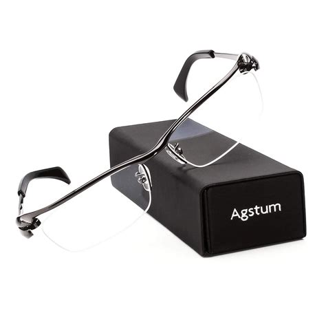 Agstum Pure Titanium Half Rimless Optical Business Glasses Frame Clear