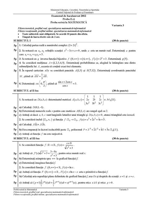 Subiecte simulare bac 2021 matematica tehnologic. Subiecte, variante si rezolvari pentru examene nationale ...