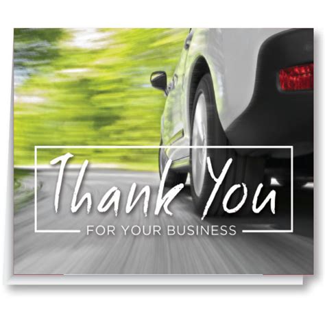 Thank You Card White Car On Road 100 Greeting Cards Sid Savage