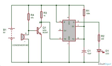 A circuit diagram (electrical diagram, elementary diagram, electronic schematic) is a graphical representation of an electrical circuit. Clap Switch Circuit Diagram