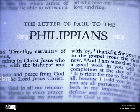 Bible Letter Of Paul To The Philippians Stock Photo Alamy