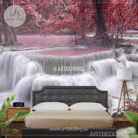 Waterfall Wall Mural Ocean Coast Self Adhesive Peel And Stick Forest