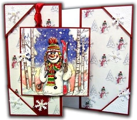 La Pashe Christmas Box Decoupage Ski Snowman Foilplay Christmas