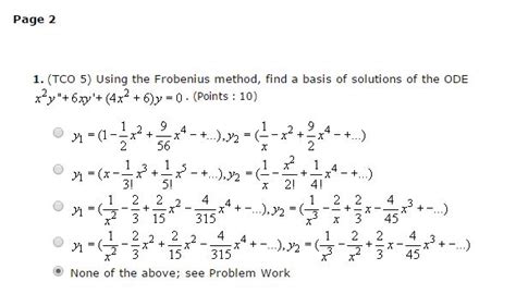 solved using the frobenius method find a basis of solutions