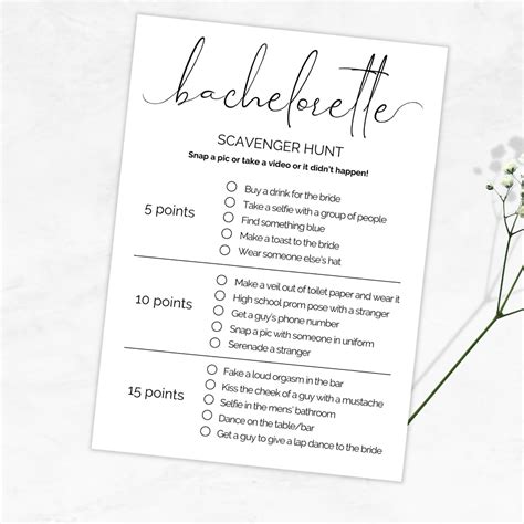 Bachelorette Party Scavenger Hunt, Bachelorette Party Activities