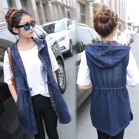 Large Size Loose Denim Waistcoat Women 2018 Spring Autumn Korean Long