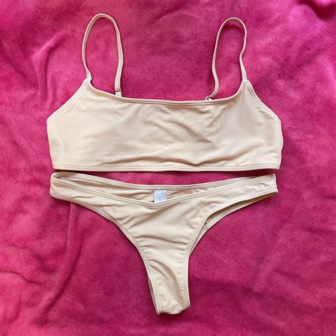 Two Piece Bikini Set Large Size Light Nude Pink Women S Fashion