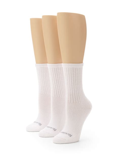 No Nonsense Womens Cotton Basic Cuff Sock 3 Pair Pack White One Size