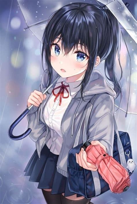Kawaii Cute Anime Girl With Black Hair