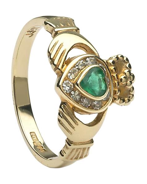 Claddagh Ring - Gold Claddagh with Emeralds and Diamonds ...