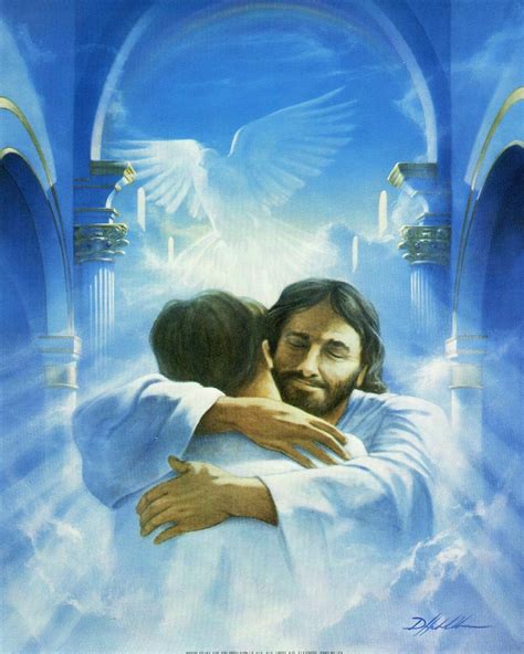 Unique Welcome Home Jesus Hugging Man 8 X 10 Print Ready To Be Framed