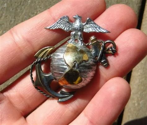 Antique Wwi Wwii Usmc United States Marine Corps Officers Ega Hat Device Pin £56132 Picclick Uk