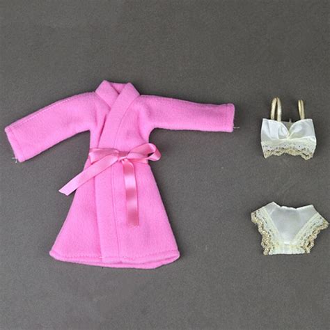 Pcs Set Sexy Lace Pajamas Lingerie Set Pink Coat Bra Underwear Clothes For Barbie Doll