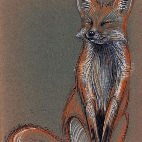 Foxy Original Prisma Pencil Drawing Of A Beautiful Fox Fox Drawing