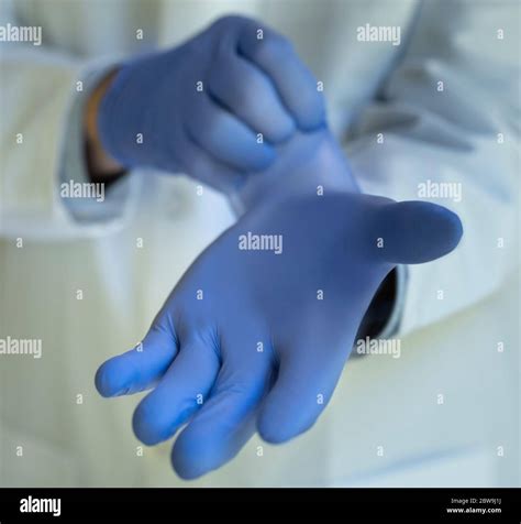 Doctor Putting On Latex Gloves Hi Res Stock Photography And Images Alamy