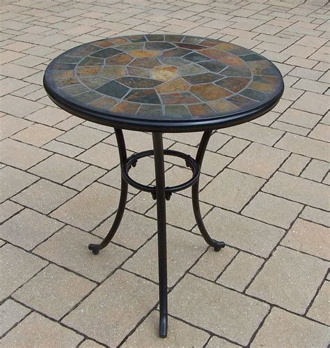 Oakland Living Stone Art 24 Inch Bistro Table With Real Stone Formation