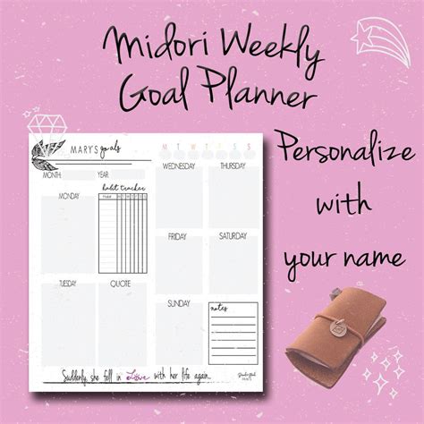 Midori Goal Planner Tn Goal Planner Weekly Planner Midori Insert