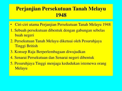 Ciri Ciri Perlembagaan Persekutuan Tanah Melayu 1948