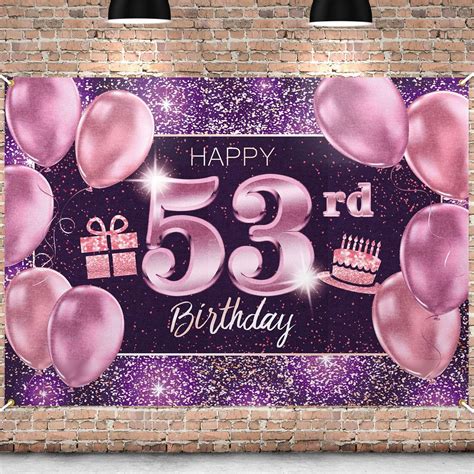 Pennants And Banners Pakboom Happy 53rd Birthday Banner Backdrop Black