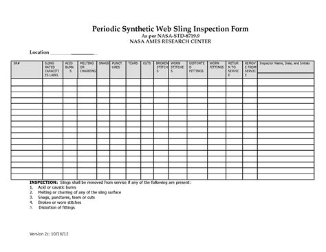 Printable Harness Inspection Sheet