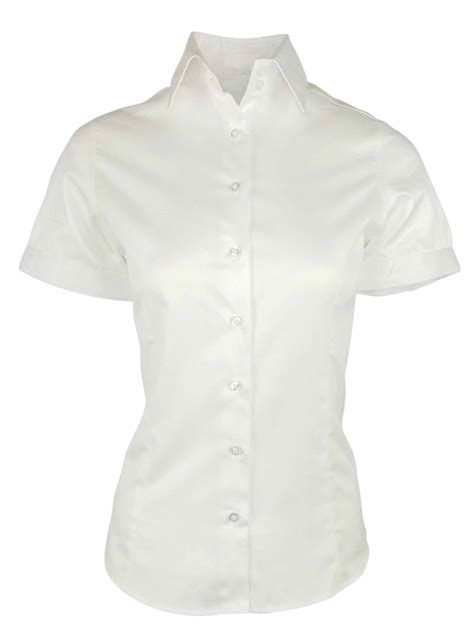 Womens Everyday Basic Shirt White Short Sleeve Uniform Edit