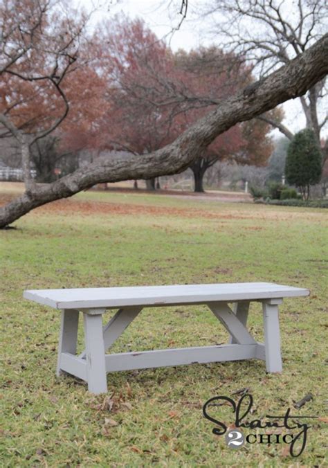 Free plans and tutorial here sawdustgirl. DIY $15 Outdoor Bench! - Shanty 2 Chic
