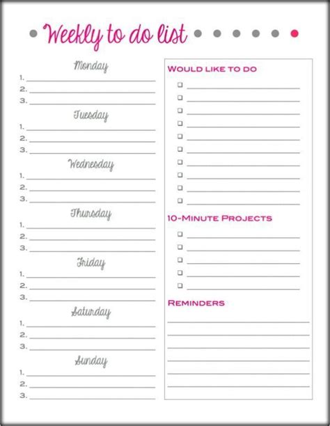 Get Organized With A Weekly To Do List To Do Lists Printable Planner