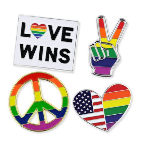 Pinmarts Gay Pride Rainbow Flag Love Wins Lgbt Enamel Lapel Pin Set For