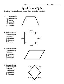 Quadrilateral Quiz By Teaching With Laughter And Love Tpt