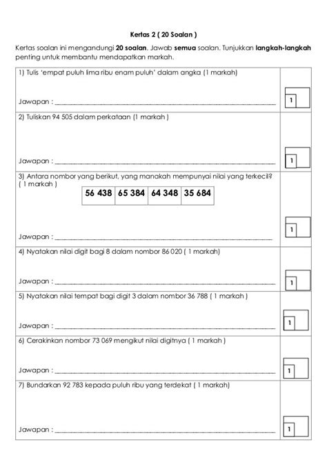 Latih tubi ini adalah dalam bahasa melayu dan mengandungi 40 soalan. Image result for soalan matematik tahun 4 2017 akhir tahun ...